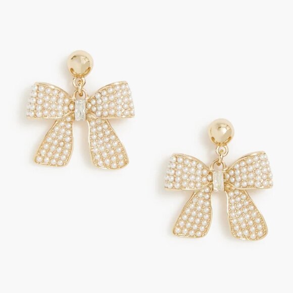 J. Crew Factory Jewelry - J. Crew Pearl Pavé Bow Earrings/NWT
